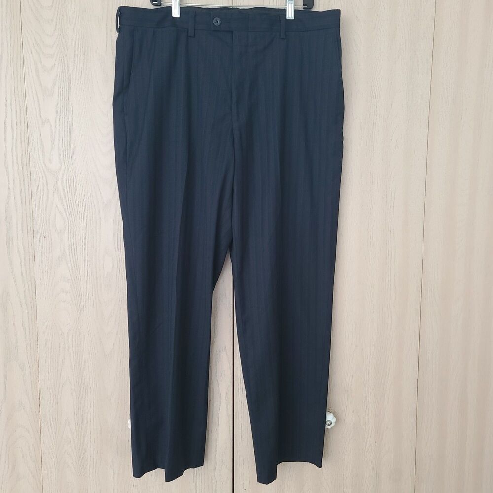 Kenneth Cole Reaction Men’s Dress Pants 38x30 Blue Pinstripe Flat Front